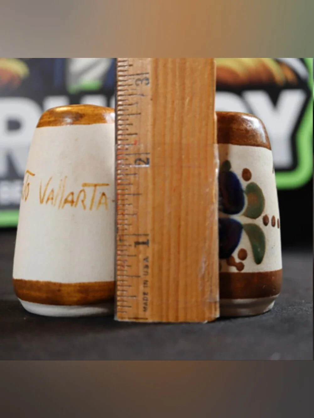 Vintage Cobalt Blue & Copper Hand Painted Puerto Vallarta Salt & Pepper Shakers